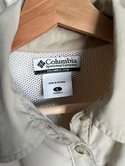 Columbia Sportswear Fishing Shirt - Beige Vented Long Sleeve