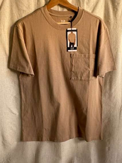 Gap Beige Pocket T-Shirt - Size Large Crew Neck