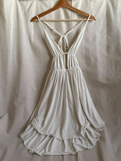 White Flowy Summer Dress - Vintage Boho Style