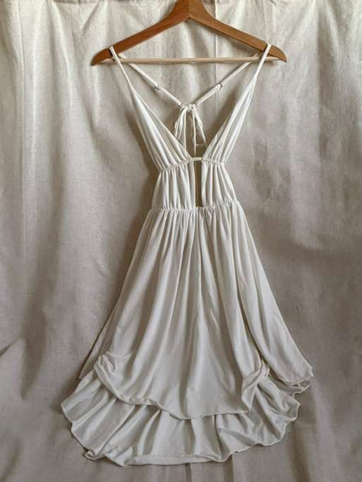 White Flowy Summer Dress - Vintage Boho Style