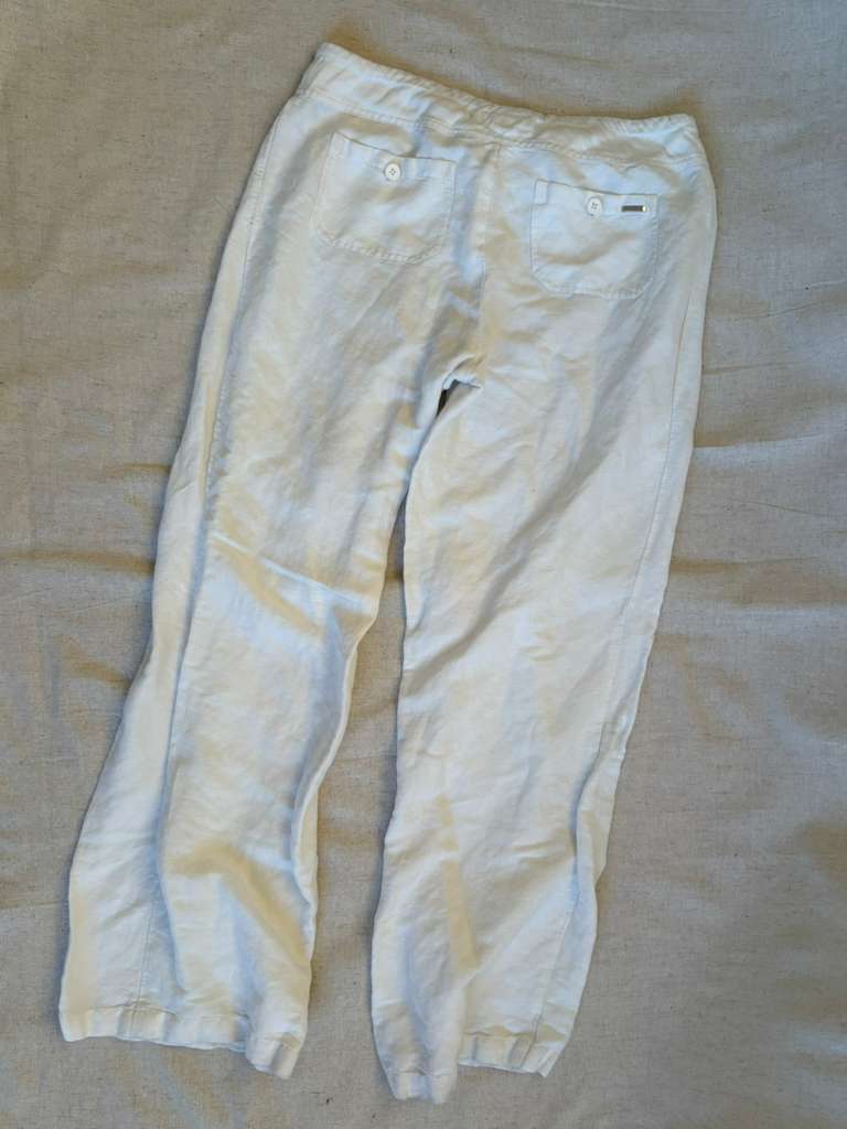 Calvin Klein White Linen Drawstring Pants - Relaxed Fit
