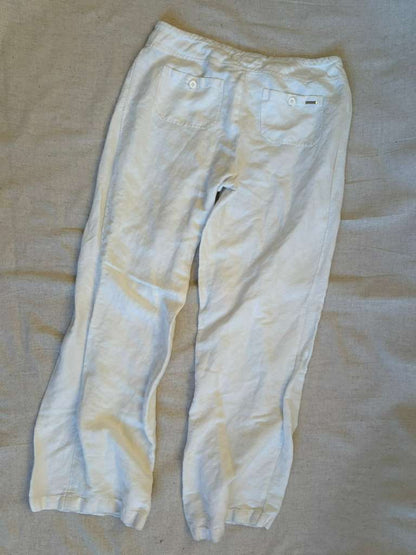 Calvin Klein White Linen Drawstring Pants - Relaxed Fit