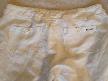 Calvin Klein White Linen Drawstring Pants - Relaxed Fit