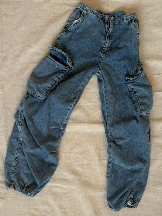 Zara Denim Cargo Joggers - Size XS Cropped Utility Pants