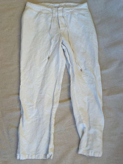 Calvin Klein White Linen Drawstring Pants - Relaxed Fit