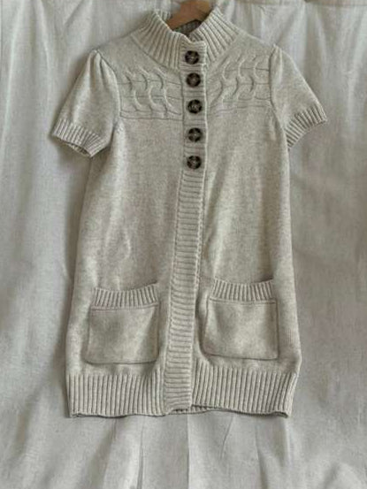 Gap Cream Cable Knit Cardigan - Short Sleeve Button Up